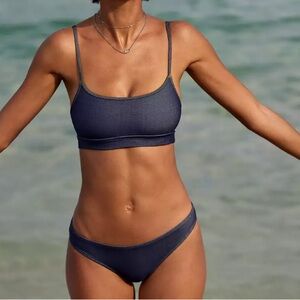 American Eagle Aerie Match Made In Denim Straight Scoop Bikini sz small